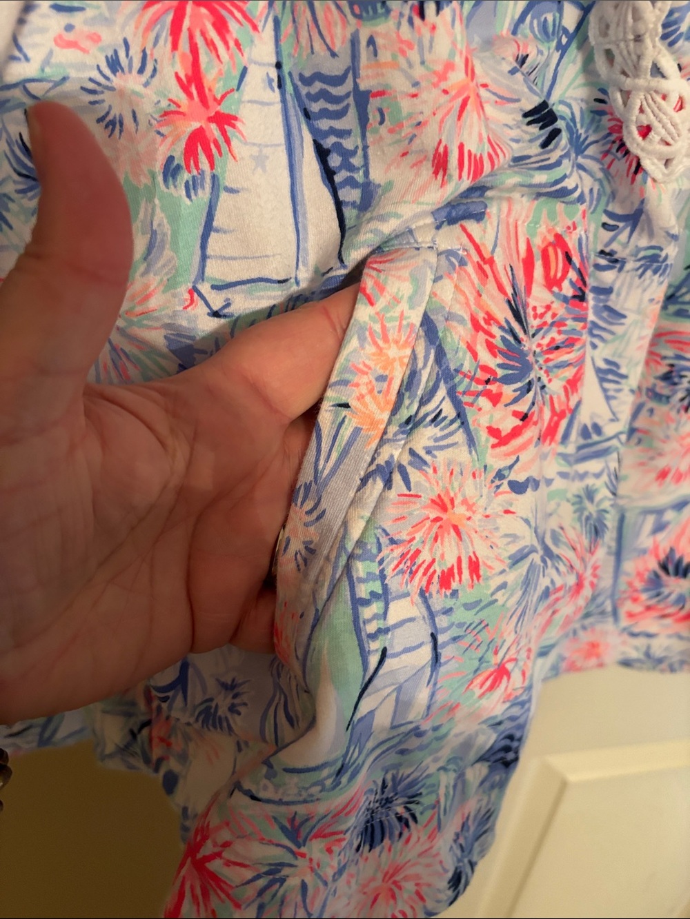 Lilly Pulitzer Blue, Pink and White Sailboat Print Popover - Picture 5 of 5